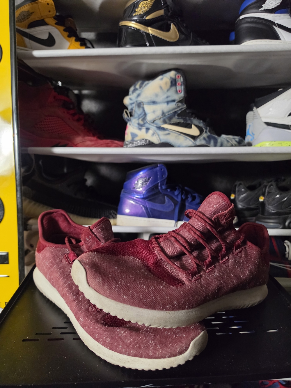 🔥 adidas Men's Tubular Shadow Burgundy Athletic Slip-On Sneakers Size 11